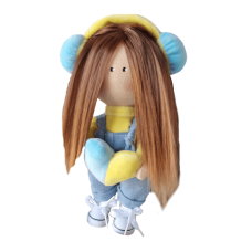 Іграшка ручної роботи Дівчинка з жовто-блакитним сердцем 