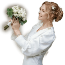 Букет нареченої з білими трояндами та евкаліптом